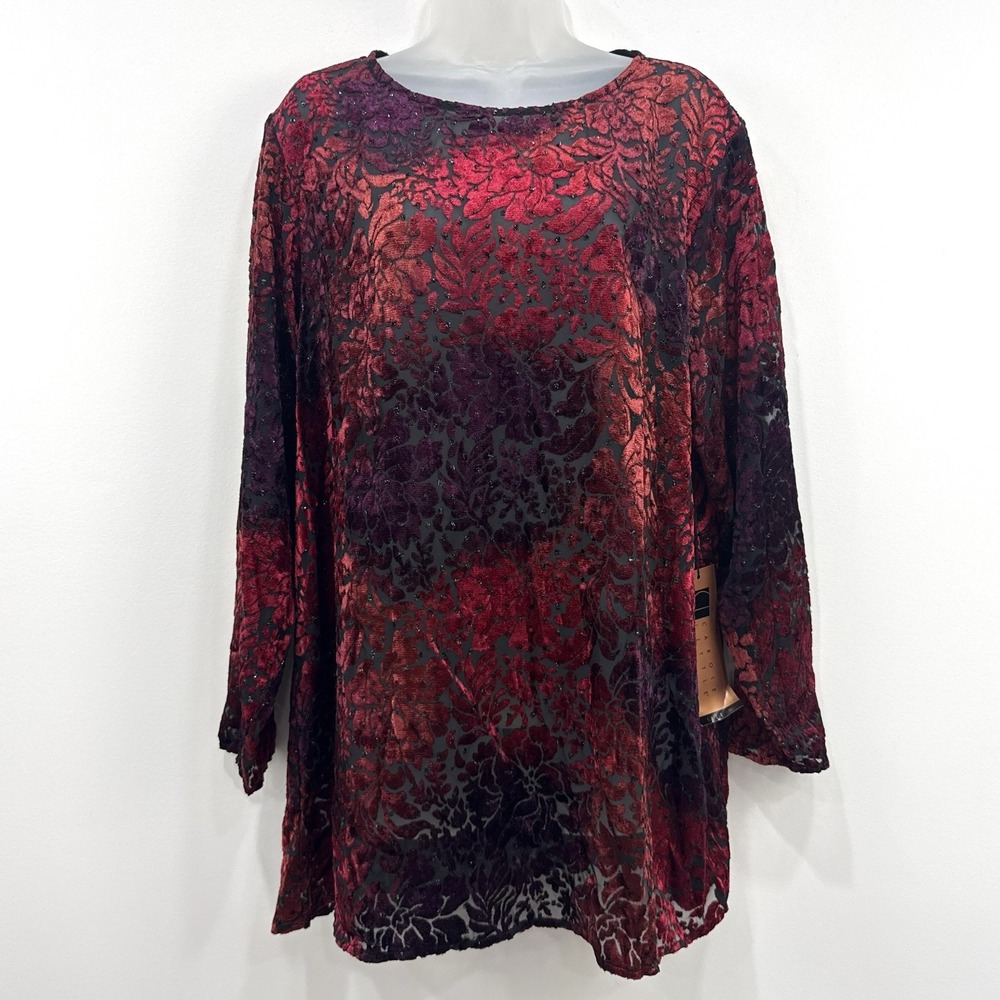 VTG Carole Little Velvet Burnout Top 14 NWT Whimsigoth Classic Fairy Grunge